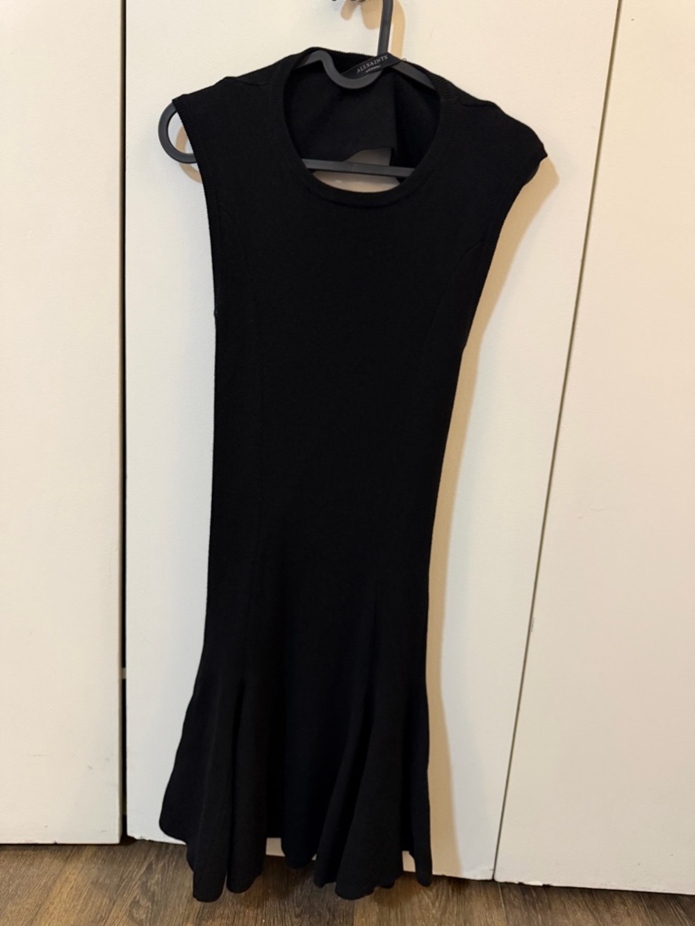All Saints Black Sleeveless Knit Flare Dress